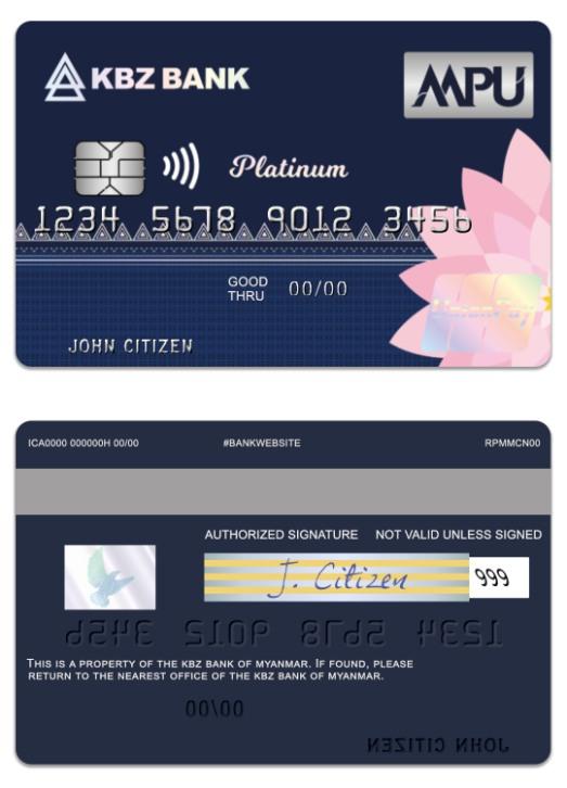 Myanmar KBZ Bank UnionPay platinum credit card